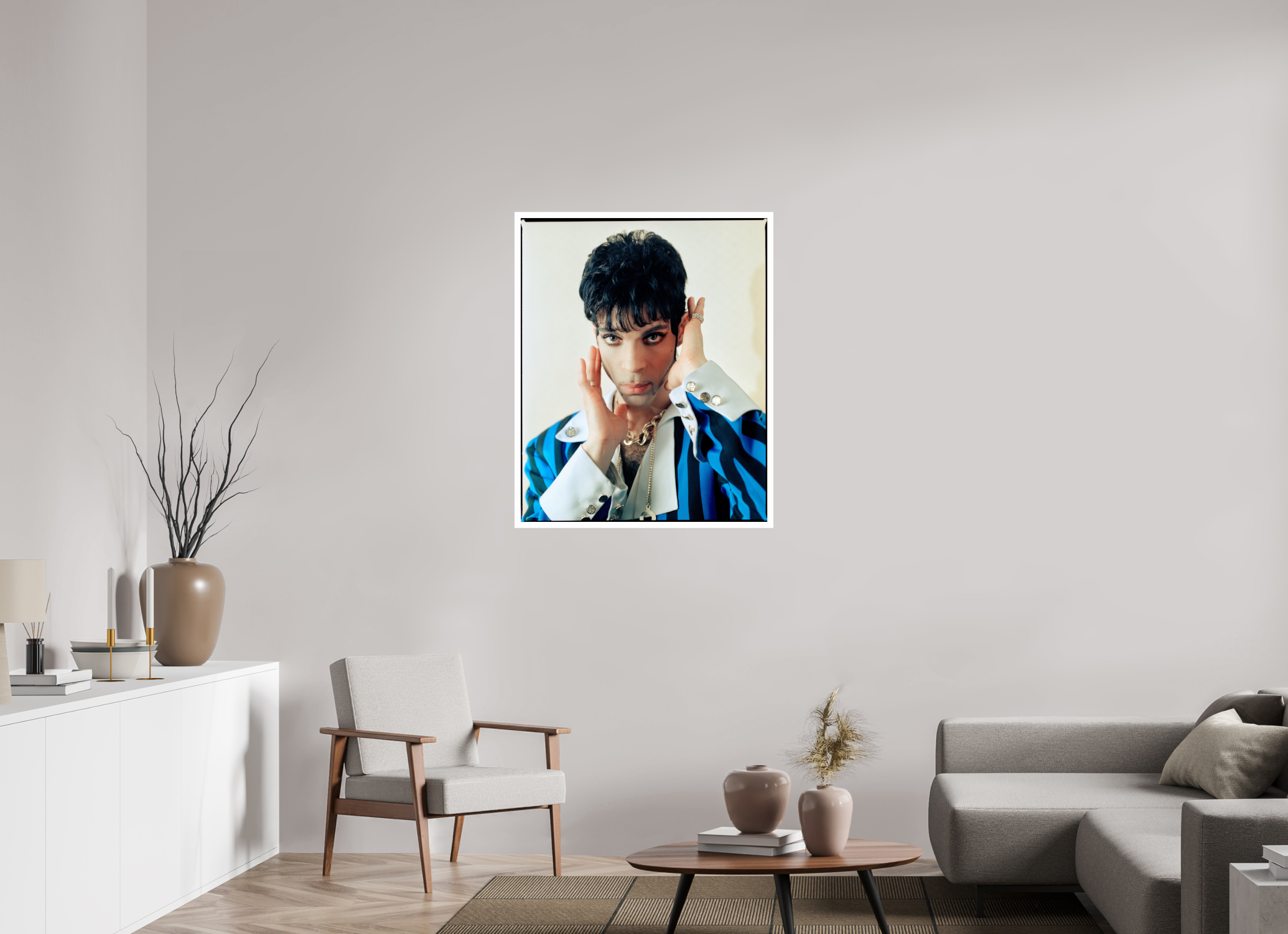 80 x 98,6 cm, Baryta 2cm rand Prince — Listening Pose, Monaco 1994