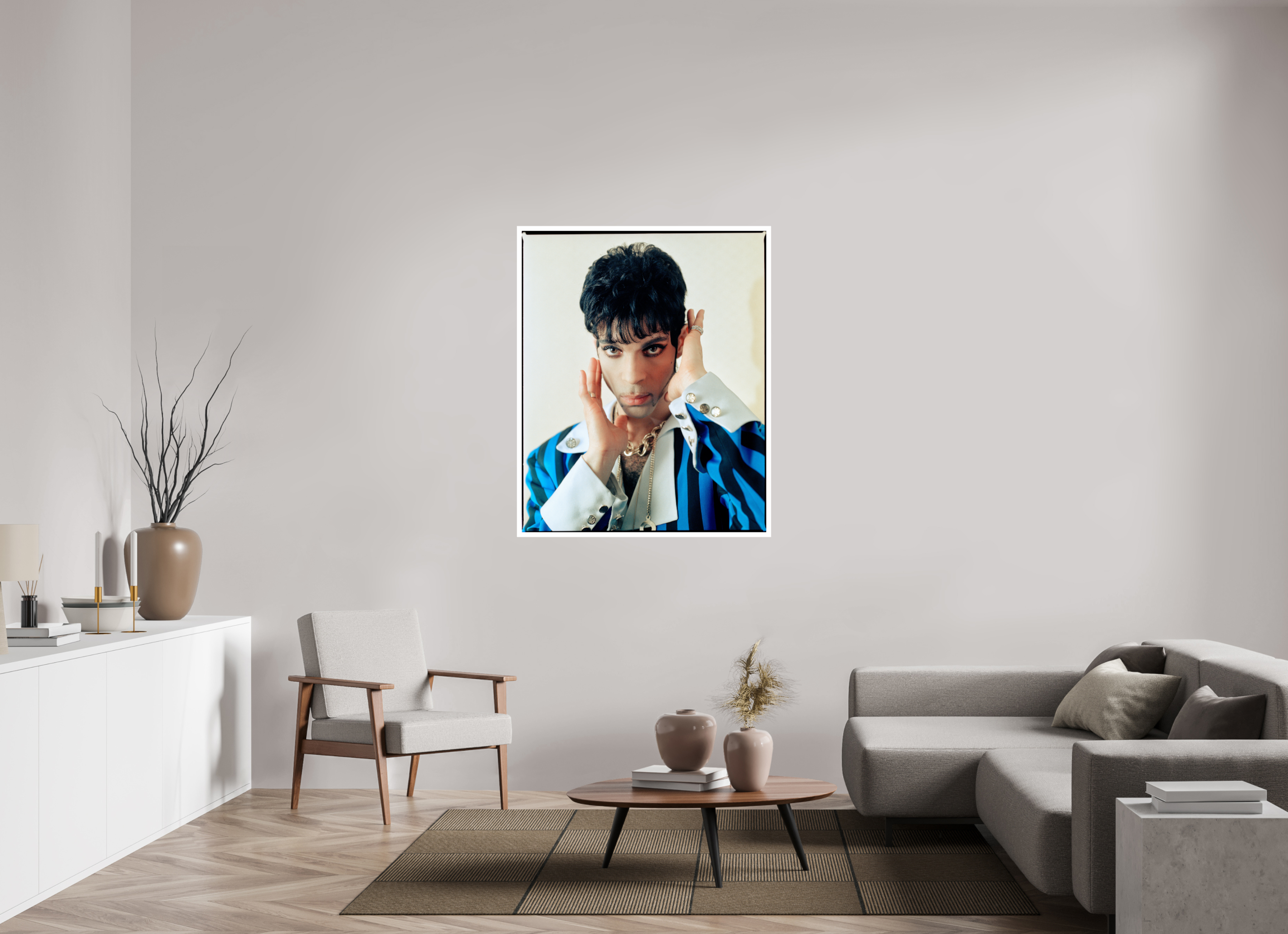 100 x 123,3 cm, Baryta 2cm rand Prince — Listening Pose, Monaco 1994