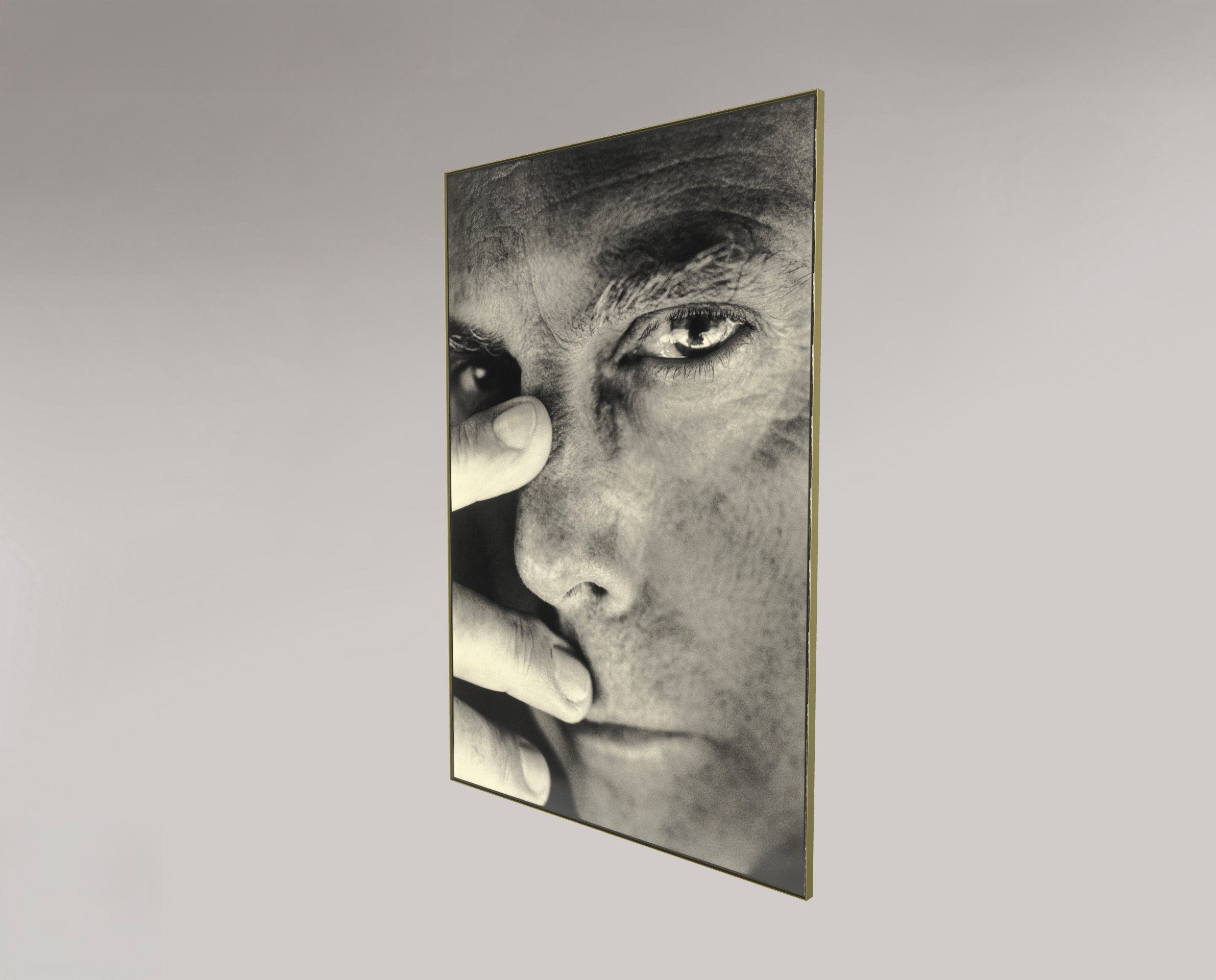 Fine Art Pigmentdruck hinter Acrylglas, Aluminium-Schiene goldfarben