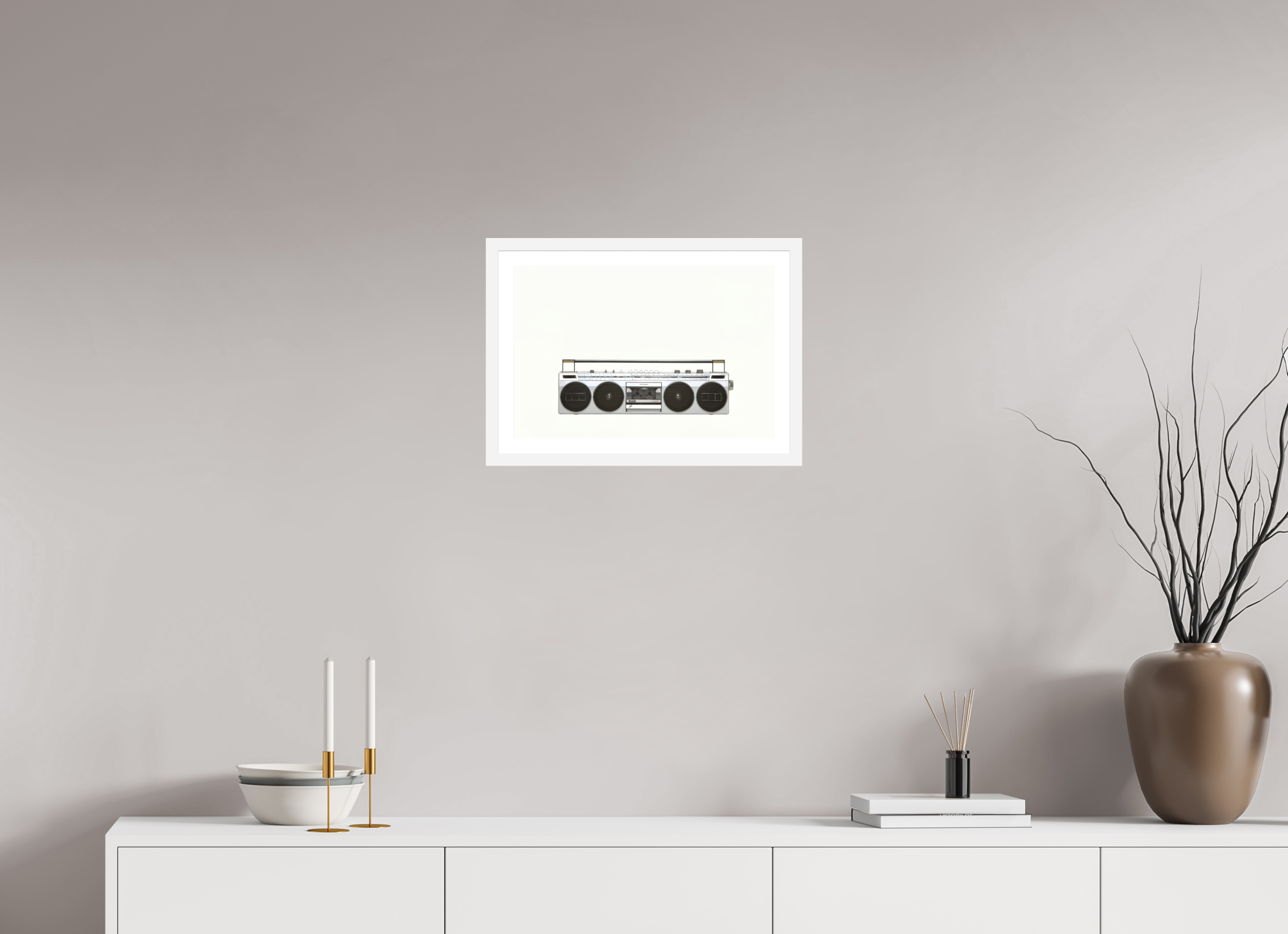 45 x 30 cm, Rahmen weiß Museumsglas Sanyo M7830LU Boombox Hamburg_2009